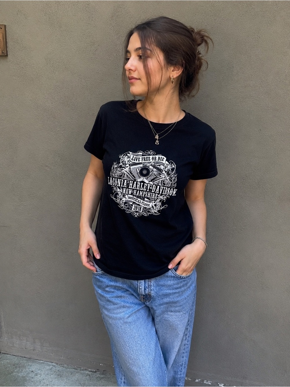 Harley Davidson Womens Laconia Bike Week Tee Black Size Medium
